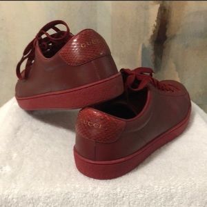 Authentic Red Men’s Gucci Lace Up Sneakers